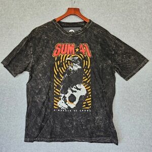 Sum 41 A Murder of Crows Graphic Tee Black Acid Wash Band Shirt Mens Medium